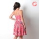 Pink cotton dress with butterfly print, straps or cap sleeves