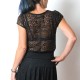 Sheer black lace sweater, short sleeves