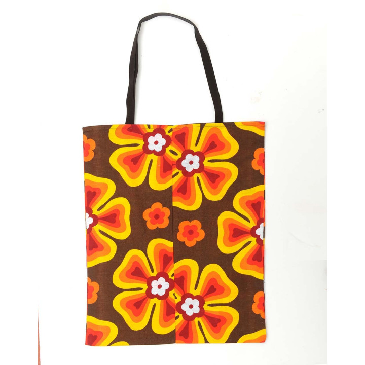 Sac tissu zéro déchet en coton vintage imprimé, sac réutilisable made in France créateur français