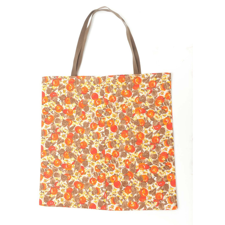 Fabric tote bag, vintage printed cotton, Reusable pouch