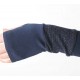 Dark blue armwarmers in a patchwork of jersey and knit