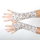 Long fingerless gloves in vintage beige and lilac floral jersey