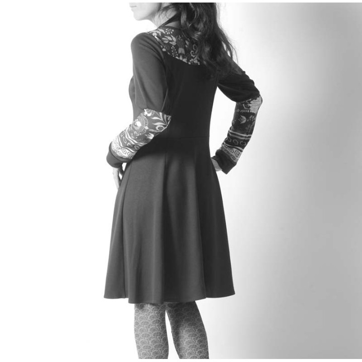 Robe en jersey, empiècements et manches gigot - PERSONNALISABLE