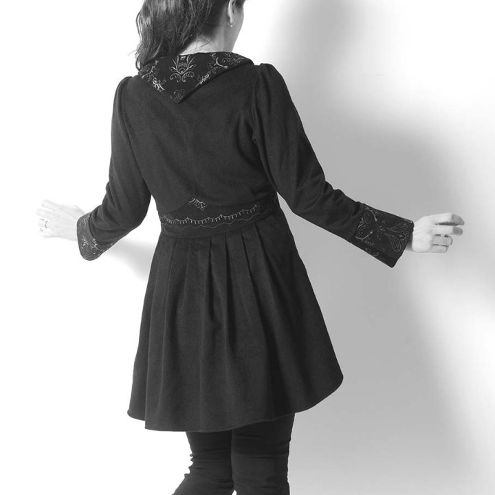 Womens swallowtail jacket, pleated back, pointy collar - CUSTOM HANDMADE