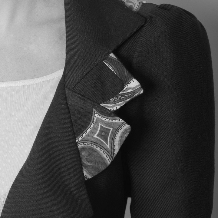 Unique designer womens jacket, high collar