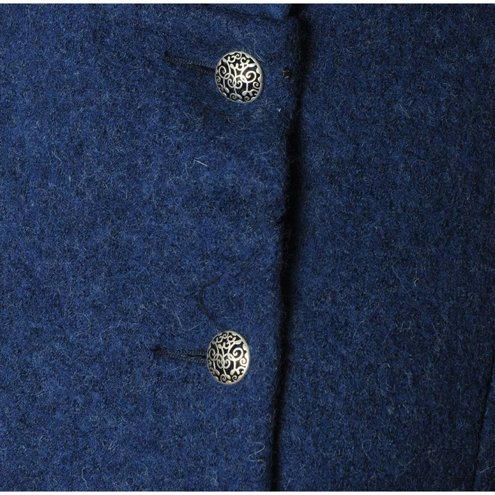 Indigo blue women's winter Pixie coat with Goblin Hood in virgin wool