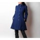 Manteau jeune créateur made in france d'hiver bleu indigo à Capuche de Lutin en laine