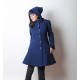 Manteau d'hiver bleu indigo à Capuche de Lutin en laine