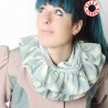 Ruffled pale mint green scarf, jersey and patterned fabric
