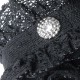 cadeau pour femme Bracelets-manchettes courtes noires volants de dentelle et strass