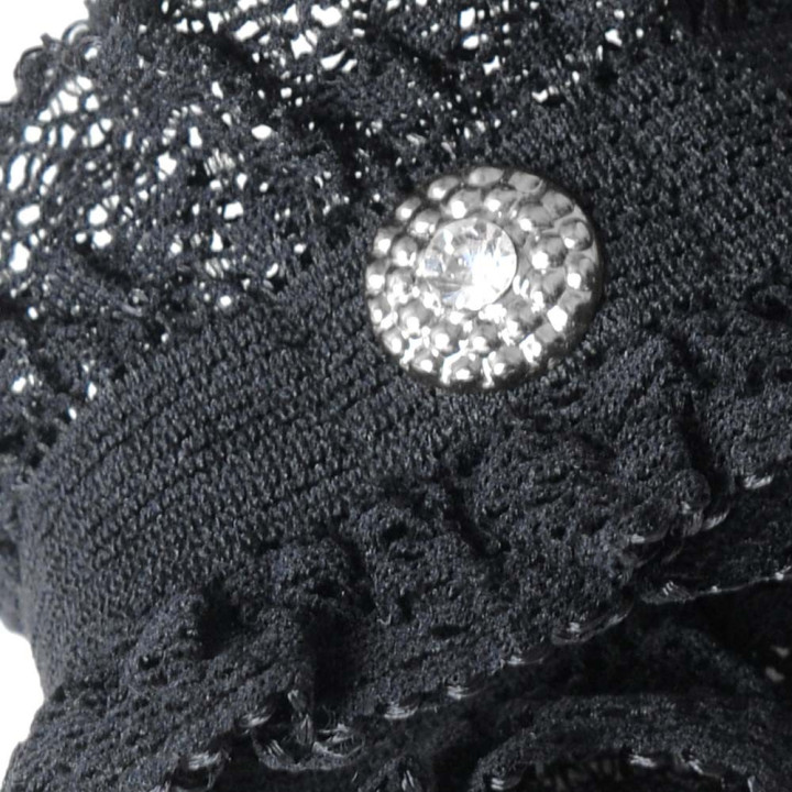 cadeau pour femme Bracelets-manchettes courtes noires volants de dentelle et strass