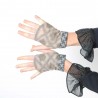 Beige and grey fingerless gloves - short gauntlets