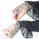 Beige and grey fingerless gloves - short gauntlets