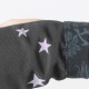 Black fingerless gauntlets with lilac stars