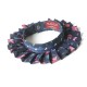 Pleated navy blue and pink floral fabric necklace