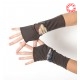 Long stretchy armwarmers in a patchwork of brown jersey and printed mesh