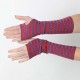 Mitaines made in France créateur français longues en jersey rayé rouge et violet lurex