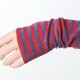 Striped red and glitter purple fingerless gloves
