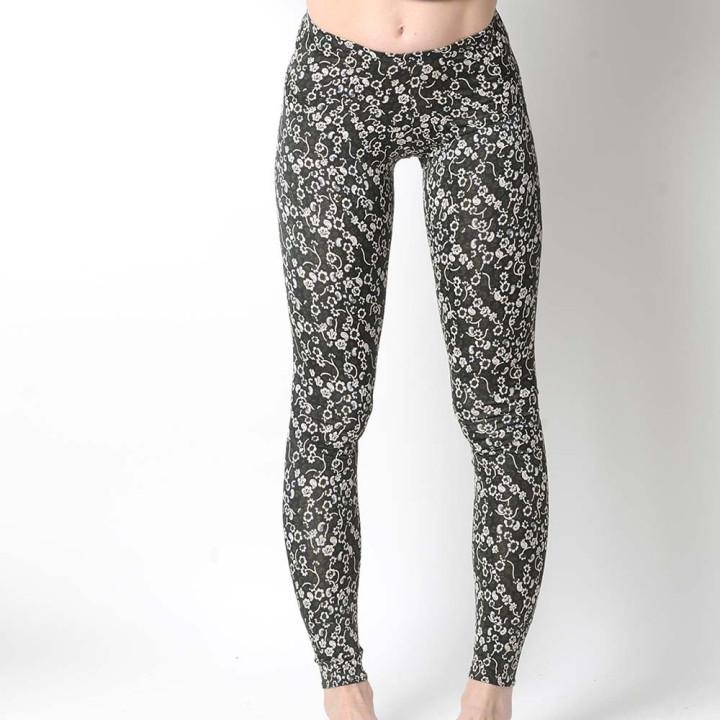 Floral black, white and green leggings