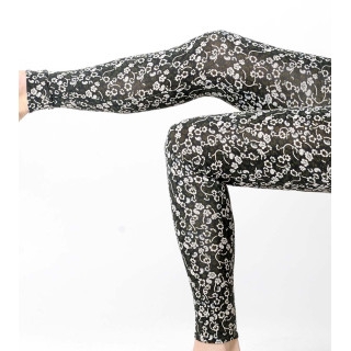 Floral black, white and green leggings