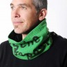 German postal cowl in green and black, upcycled cotton