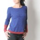 Blue and red women's sweater, soft knit jersey