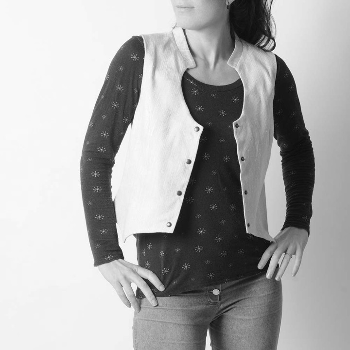 Gilet femme made in France créateur français sans manches - PERSONNALISABLE