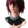 Pleated black and white voile fabric choker, Removable collar