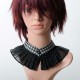 Pleated black and white voile fabric choker, Removable collar