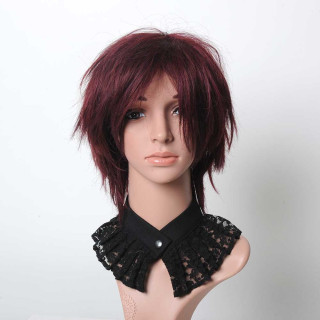 Pleated black cotton lace necklace, removable collar