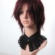 Pleated black cotton lace necklace, removable collar