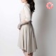 Mid-length, beige jersey dress with adjustable size