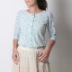 Pale green cotton and blue lace women's shirt with dots