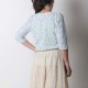 Pale green cotton and blue lace women's shirt with dots