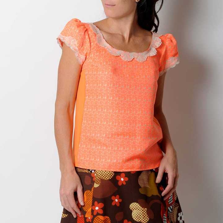 cadeau pour femme Top orange fluo original made in France