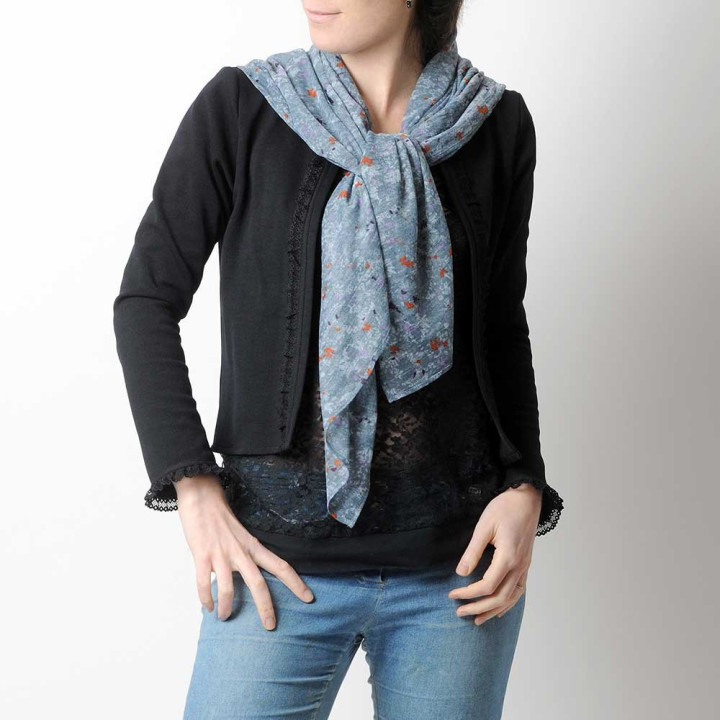 Supple denim blue shawl scarf