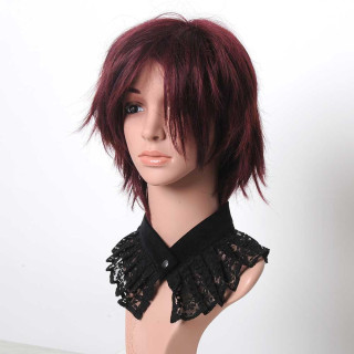 Pleated black lace choker, Removable collar