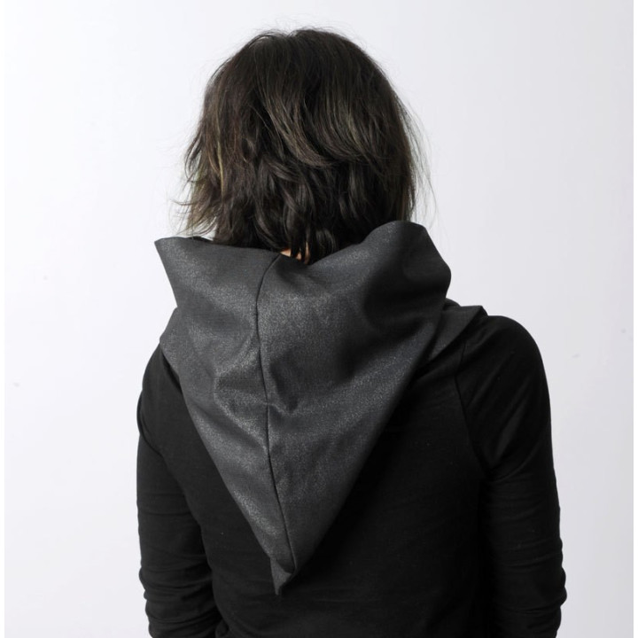 Cowl with removable Goblin Hood - Sparkly black