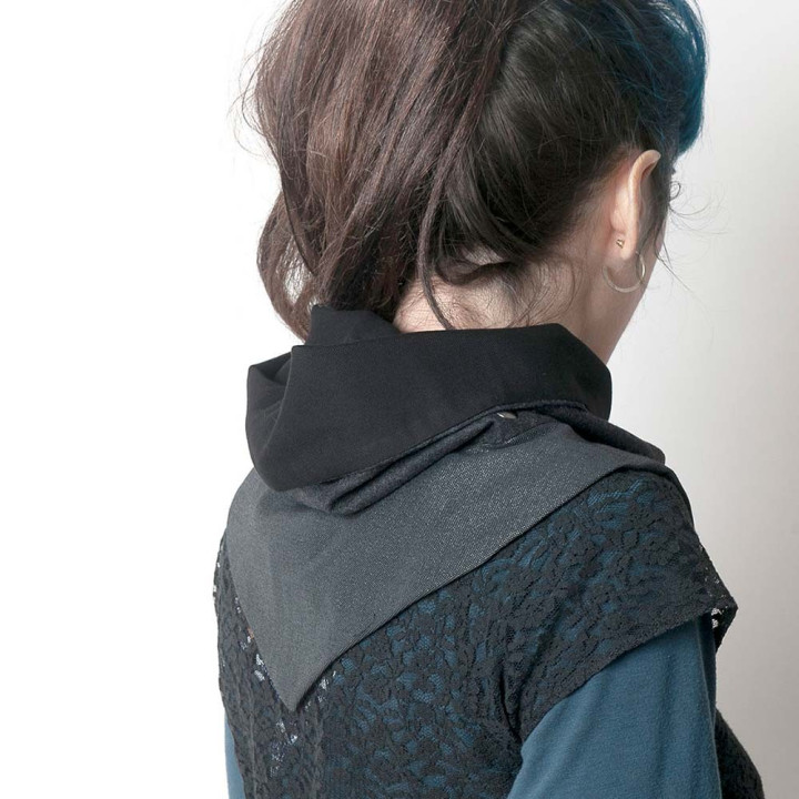 cadeau pour femme Col à Capuche lutin amovible - Noir pailleté