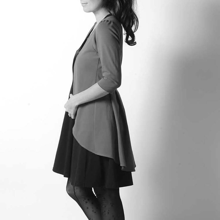 Long jersey cardigan with pleats at back - CUSTOM HANDMADE