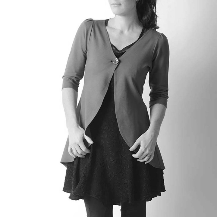 Gilet long en jersey cadeau pour femme à plis dans le dos - PERSONNALISABLE