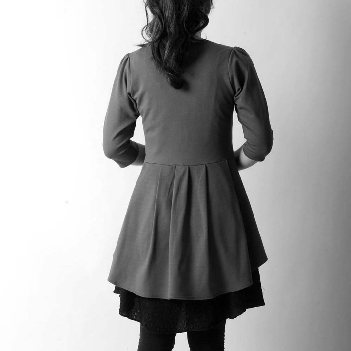 Long jersey cardigan with pleats at back - CUSTOM HANDMADE