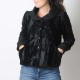 Short black jacket with wide collar, faux fur