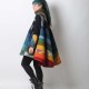Multicolor high-low hooded Cape with wide sleeves, wool patchwork