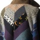 Cape multicolore à manches et capuche, patchwork de lainages