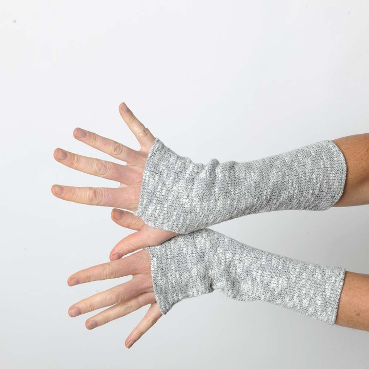 Thick grey knit winter armwarmers