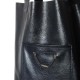Midnight blue varnished leather shopping tote bag, with two pockets