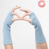 Blue and white fingerless gloves, vintage embroidered jersey