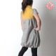 Robe fabriqué en France créateur femme boule grise et jaune, lainage vintage à carreaux, manches courtes