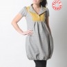 Grey and yellow short-sleeved wool bubble dress